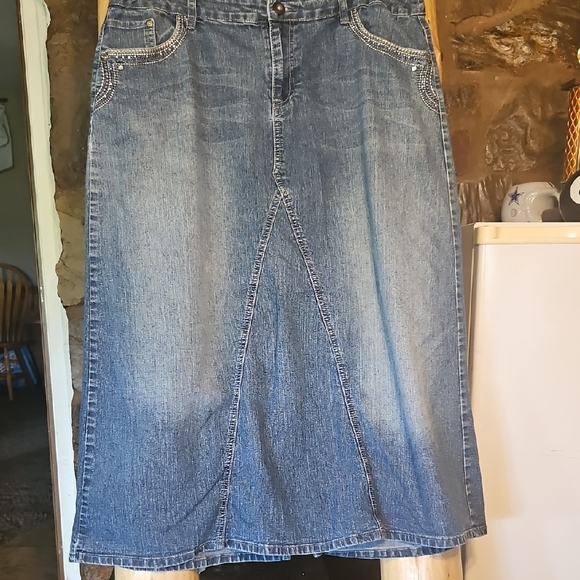 Cato Blue Denim A-Line Skirt - Picture 1 of 9